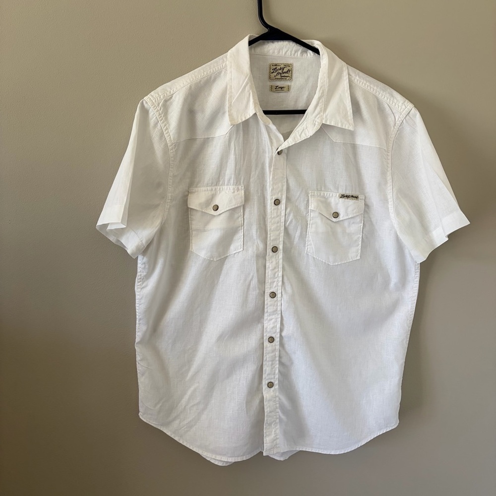 Lucky Brand Men's White Casual Button Down Shirt